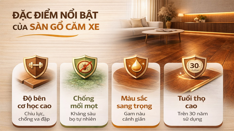 Đặc điểm nổi bật của sàn gỗ căm xe
