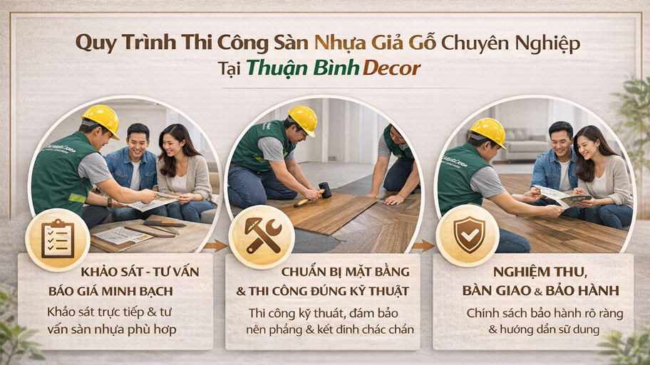 Quy trình thi công sàn nhựa giả gỗ chuyên nghiệp