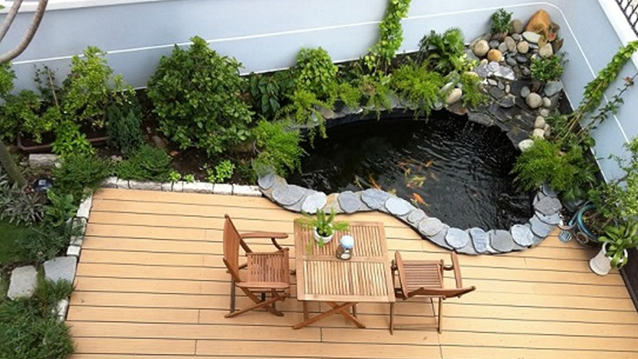 Sử dụng sàn gỗ trong tiểu cảnh