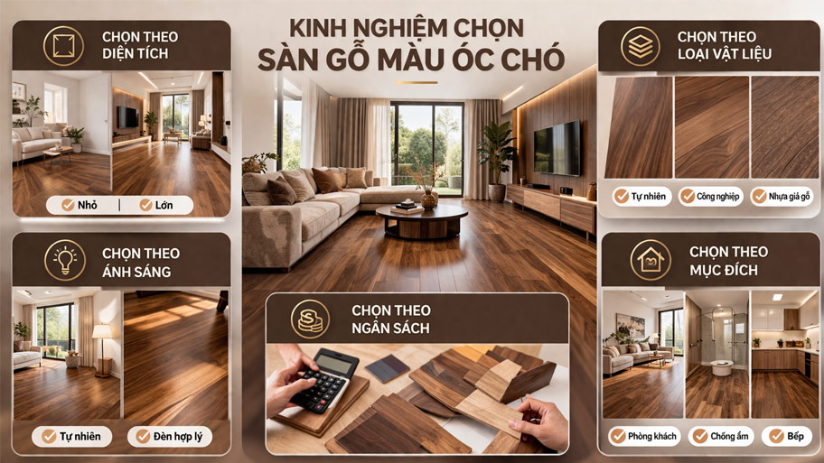 Kinh nghiệm chọn sàn gỗ màu óc chó