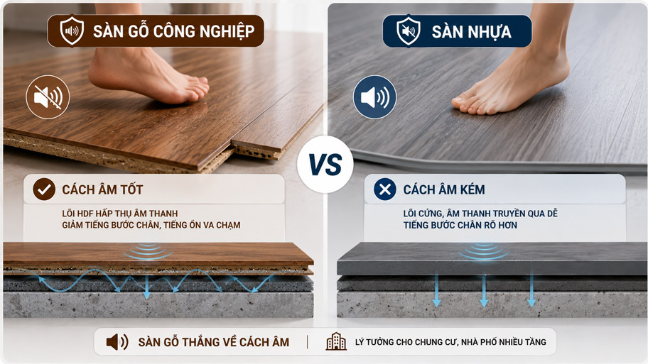 Khả năng cách ấm của sàn nhựa và sàn gỗ