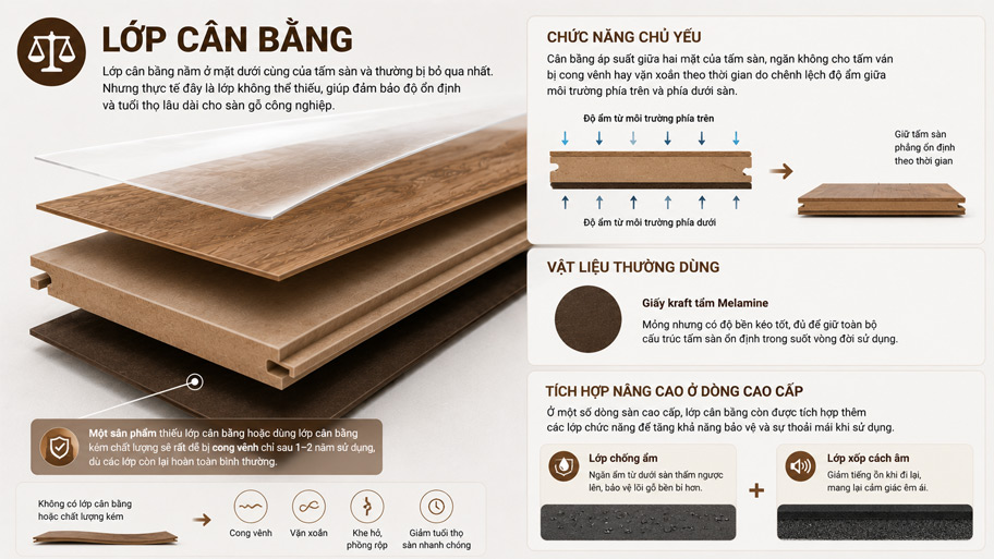 Lớp cần bằng của sàn gỗ công nghiệp