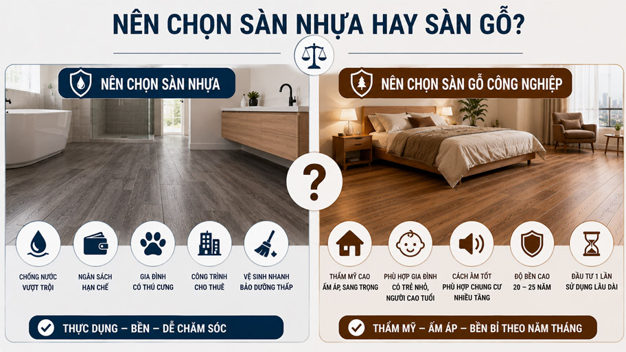 Nên chọn sàn nhựa hay sàn gỗ