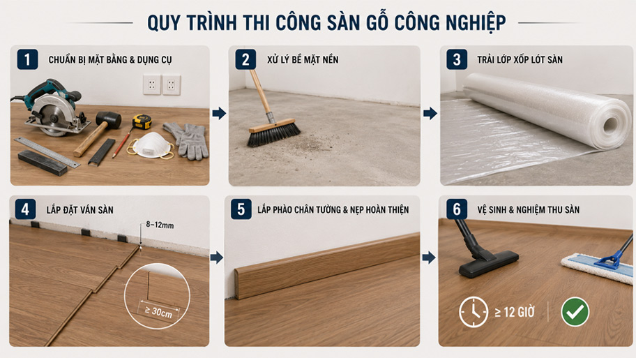 Quy trình thi công sàn gỗ công nghiệp
