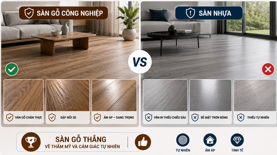 Thẩm mỹ của sàn nhựa và sàn gỗ