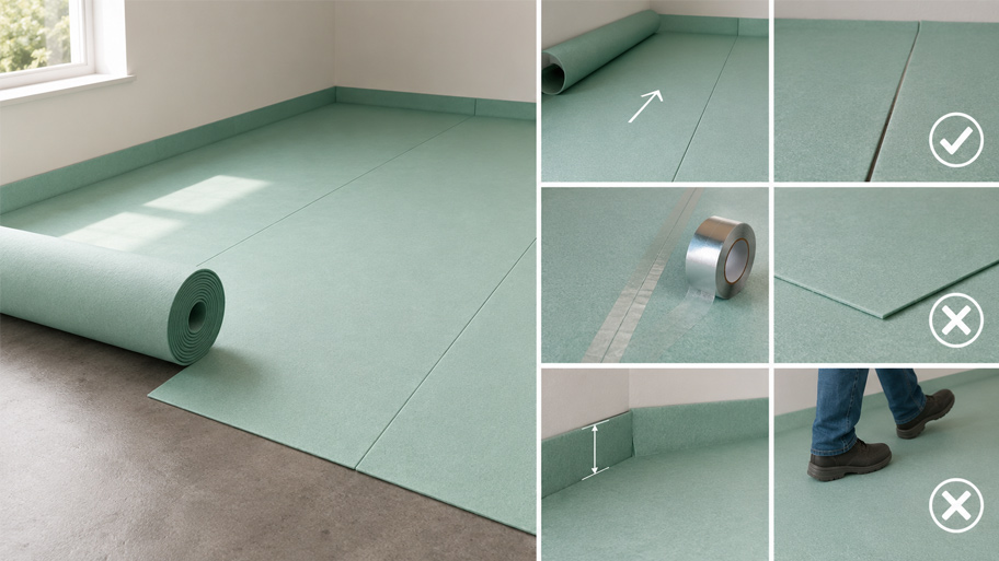 Trải tấm lót underlay